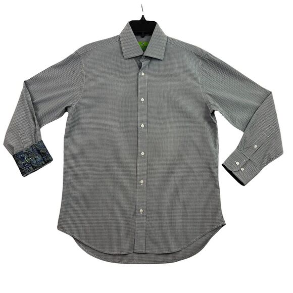 Bristol & Bull Shirt Mens Size Medium 15- 15 1/2 32/33 Blue Check Button Up - Picture 1 of 14